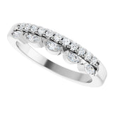 14K Gold Marquise Natural Diamond Double Row Anniversary Band - 1/3 CTW - White Gold - view 5