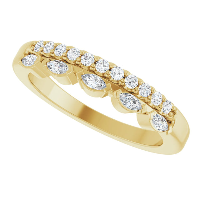 14K Gold Marquise Lab-Grown Diamond Double Row Anniversary Band - 1/3 CTW - Yellow Gold - view 5