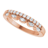 14K Gold Marquise Natural Diamond Double Row Anniversary Band - 1/3 CTW - Rose Gold - view 5