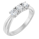 Platinum Round Natural Diamond Three-Stone Anniversary Band - 1/4-1/2 CTW