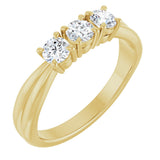 14K Gold Round Lab-Grown Diamond Three-Stone Anniversary Band - 1/4-1/2 CTW - Yellow Gold