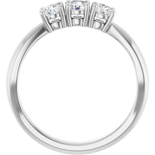 Platinum Round Natural Diamond Three-Stone Anniversary Band - 1/4-1/2 CTW - view 2