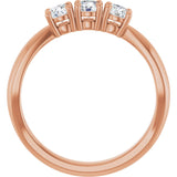 14K Gold Round Lab-Grown Diamond Three-Stone Anniversary Band - 1/4-1/2 CTW - Rose Gold - view 2