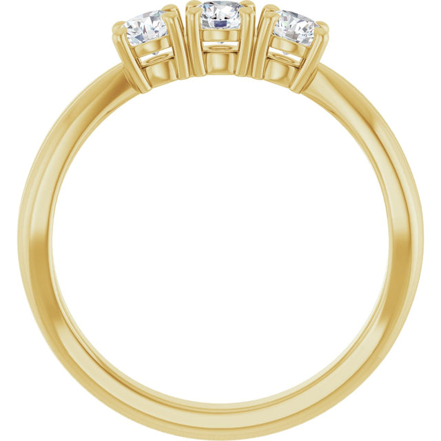 14K Gold Round Lab-Grown Diamond Three-Stone Anniversary Band - 1/4-1/2 CTW - Yellow Gold - view 2