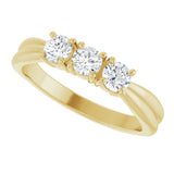 14K Gold Round Lab-Grown Diamond Three-Stone Anniversary Band - 1/4-1/2 CTW - Yellow Gold - view 5