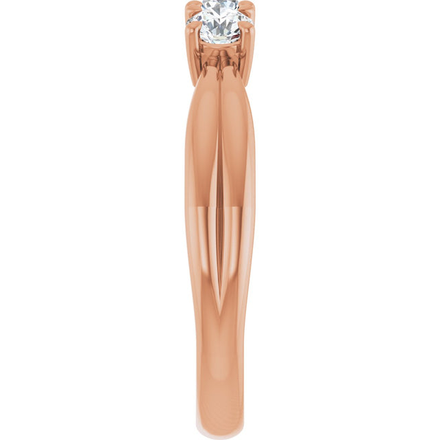 14K Gold Round Lab-Grown Diamond Three-Stone Anniversary Band - 1/4-1/2 CTW - Rose Gold - view 4