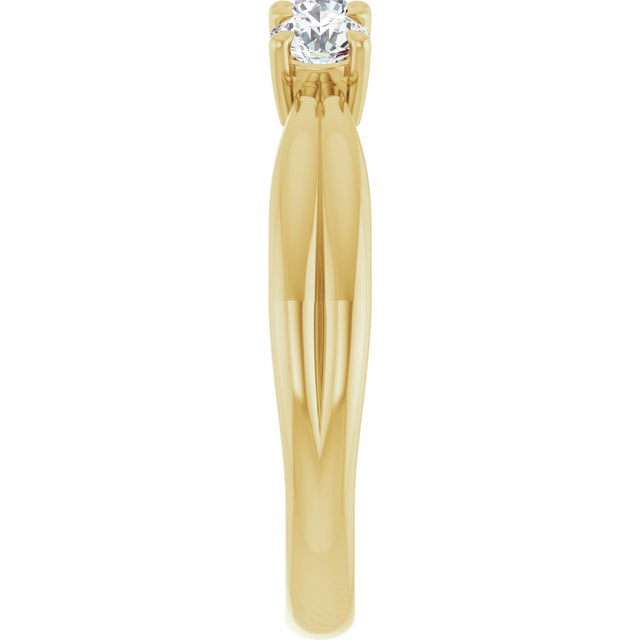 14K Gold Round Natural Diamond Three-Stone Anniversary Band - 1/4-1/2 CTW - Yellow Gold - view 4