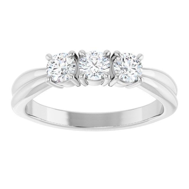 Platinum Round Natural Diamond Three-Stone Anniversary Band - 1/4-1/2 CTW - view 3