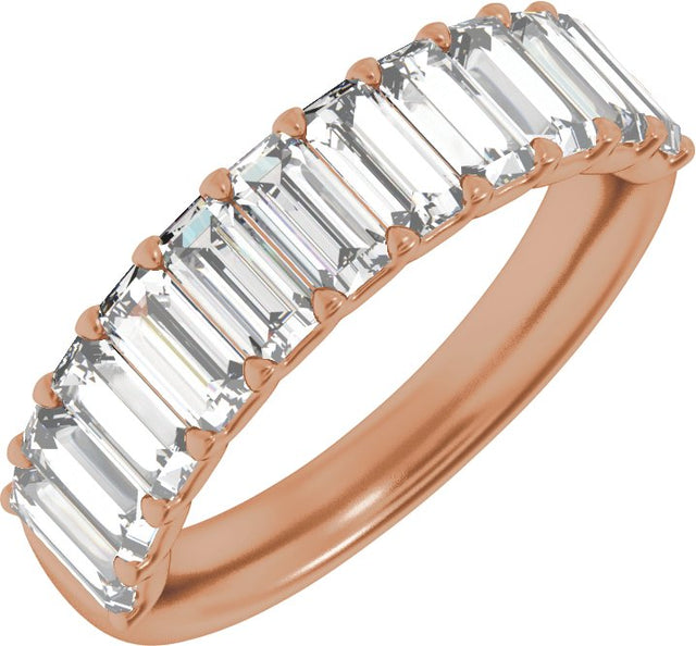 14K Gold Straight Baguette Lab-Grown Diamond Anniversary Band - 2 1/4 CTW - Rose Gold
