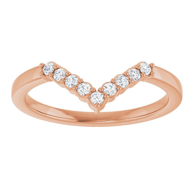 14K Gold Round Lab-Grown Diamond Accented Contour Band - 1/8-1/2 CTW - Rose Gold - view 3
