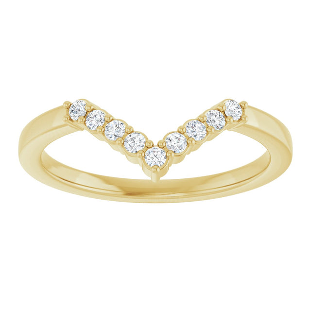14K Gold Round Natural Diamond Accented Contour Band - 1/8-1/2 CTW - Yellow Gold - view 3