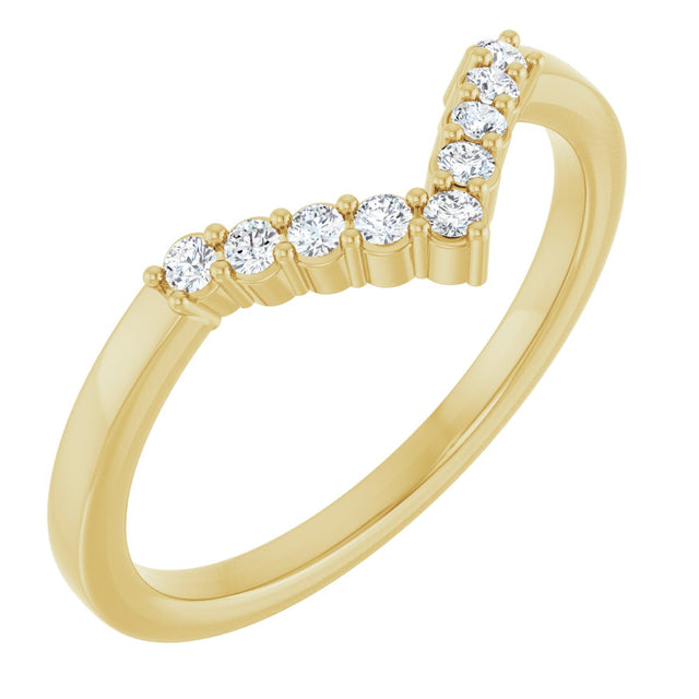 14K Gold Round Natural Diamond Accented Contour Band - 1/8-1/2 CTW - Yellow Gold