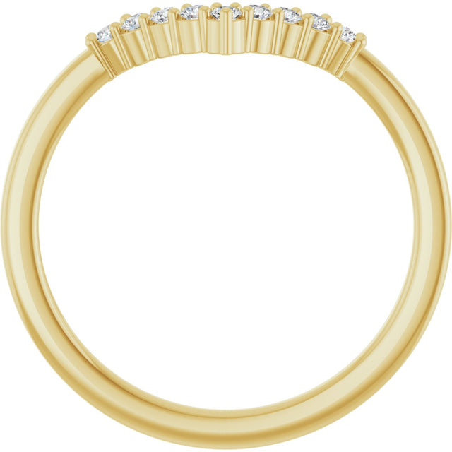 14K Gold Round Natural Diamond Accented Contour Band - 1/8-1/2 CTW - Yellow Gold - view 2