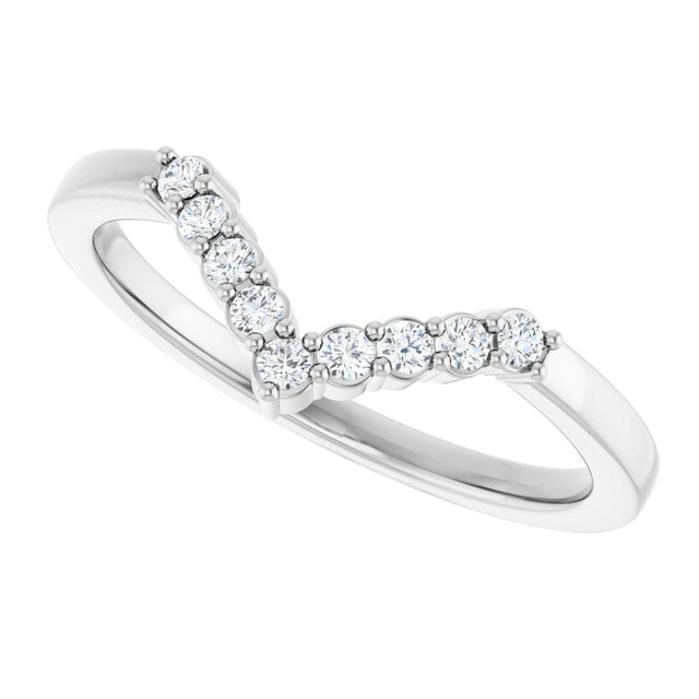 Platinum Round Natural Diamond Accented Contour Band - 1/8-1/2 CTW - view 5