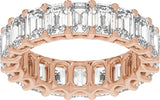 14K Gold Emerald Natural Diamond Low Profile Eternity Band - 5.2x3.7mm Stones - Rose Gold - view 2