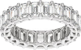 14K Gold Emerald Natural Diamond Low Profile Eternity Band - 4.4x3.1mm Stones - White Gold - view 3