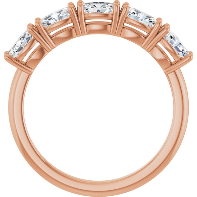14K Gold Oval Lab-Grown Diamond Five-Stone Anniversary Band - 9/10 CTW - Rose Gold - view 2