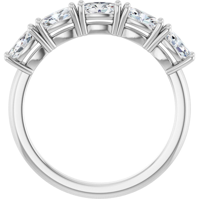14K Gold Oval Lab-Grown Diamond Five-Stone Anniversary Band - 9/10 CTW - White Gold - view 2