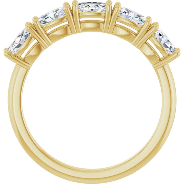14K Gold Oval Natural Diamond Five-Stone Anniversary Band - 1 1/3 CTW - Yellow Gold - view 2