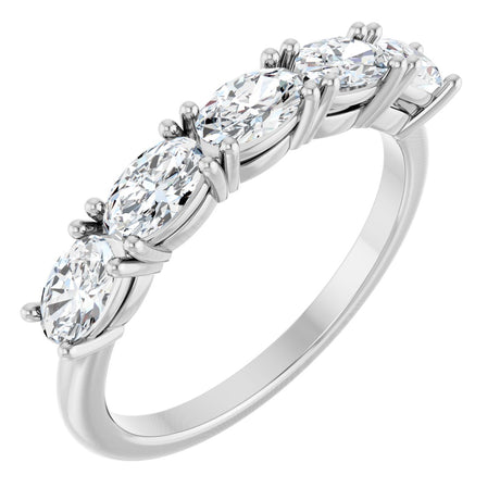 14K Gold Oval Lab-Grown Diamond Five-Stone Anniversary Band - 9/10 CTW - White Gold