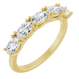 14K Gold Oval Natural Diamond Five-Stone Anniversary Band - 1 1/3 CTW - Yellow Gold