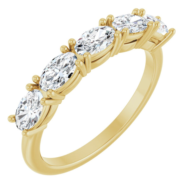 14K Gold Oval Lab-Grown Diamond Five-Stone Anniversary Band - 9/10 CTW - Yellow Gold