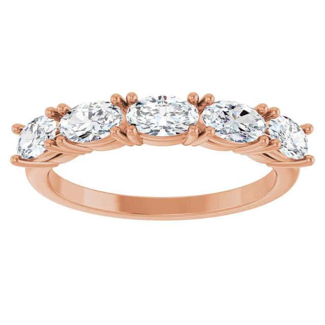 14K Gold Oval Lab-Grown Diamond Five-Stone Anniversary Band - 9/10 CTW - Rose Gold - view 3
