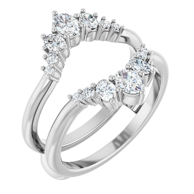 Platinum Oval Natural Diamond Ring Guard - 5/8 CTW