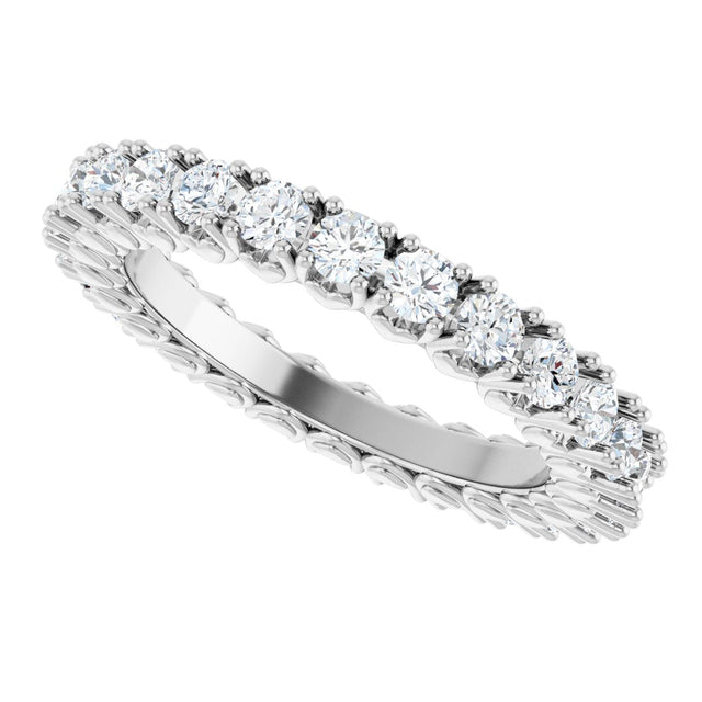 Platinum Round Natural Diamond Hidden Heart Eternity Band - 2.5mm Stones - view 10