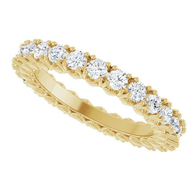14K Gold Round Lab-Grown Diamond Hidden Heart Eternity Band - 2.5mm Stones - Yellow Gold - view 10