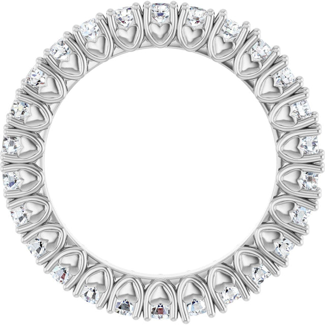 Platinum Round Natural Diamond Hidden Heart Eternity Band - 2.5mm Stones - view 7