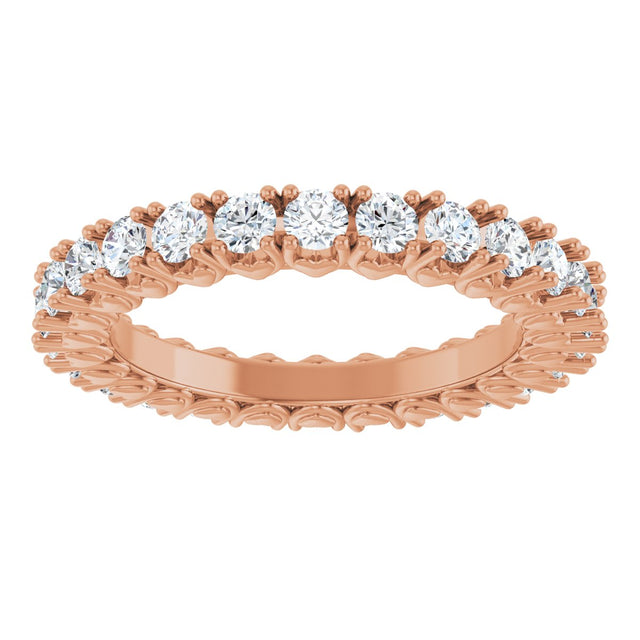 14K Gold Round Lab-Grown Diamond Hidden Heart Eternity Band - 2.5mm Stones - Rose Gold - view 8