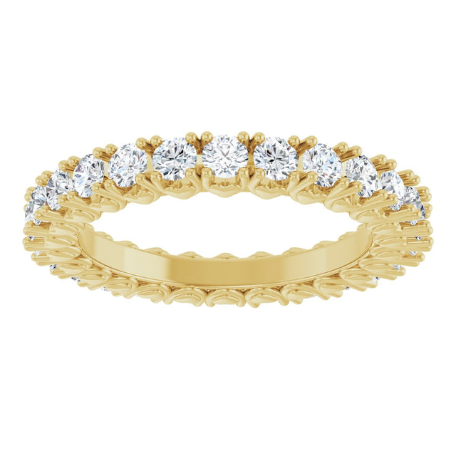 14K Gold Round Lab-Grown Diamond Hidden Heart Eternity Band - 2.5mm Stones - Yellow Gold - view 8