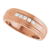 14K Gold Round Lab-Grown Diamond Double Stepped-Edge Channel-Set Flat Band - 1/6 CTW - Rose Gold - view 5