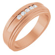 14K Gold Round Lab-Grown Diamond Double Stepped-Edge Channel-Set Flat Band - 1/6 CTW - Rose Gold