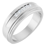 Platinum Round Lab-Grown Diamond Double Stepped-Edge Channel-Set Flat Band - 1/6 CTW