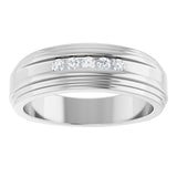 Platinum Round Lab-Grown Diamond Double Stepped-Edge Channel-Set Flat Band - 1/6 CTW - view 3