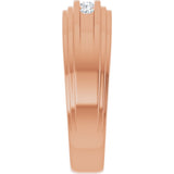 14K Gold Round Lab-Grown Diamond Double Stepped-Edge Channel-Set Flat Band - 1/6 CTW - Rose Gold - view 4