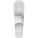 14K Gold Round Lab-Grown Diamond Double Stepped-Edge Channel-Set Flat Band - 1/6 CTW - White Gold - view 4