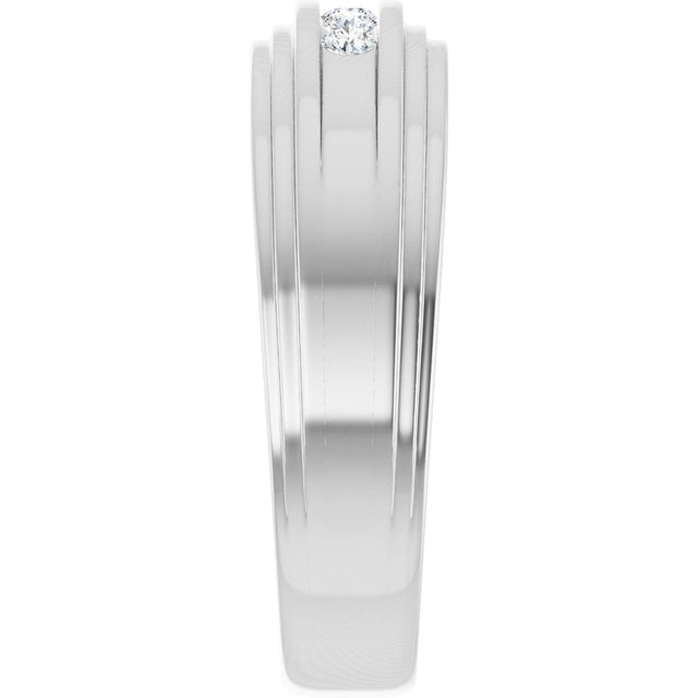Platinum Round Lab-Grown Diamond Double Stepped-Edge Channel-Set Flat Band - 1/6 CTW - view 4