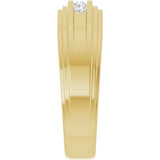 14K Gold Round Lab-Grown Diamond Double Stepped-Edge Channel-Set Flat Band - 1/6 CTW - Yellow Gold - view 4