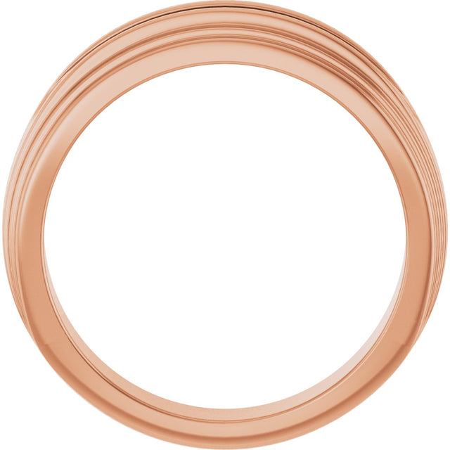 14K Gold Round Lab-Grown Diamond Double Stepped-Edge Channel-Set Flat Band - 1/6 CTW - Rose Gold - view 2