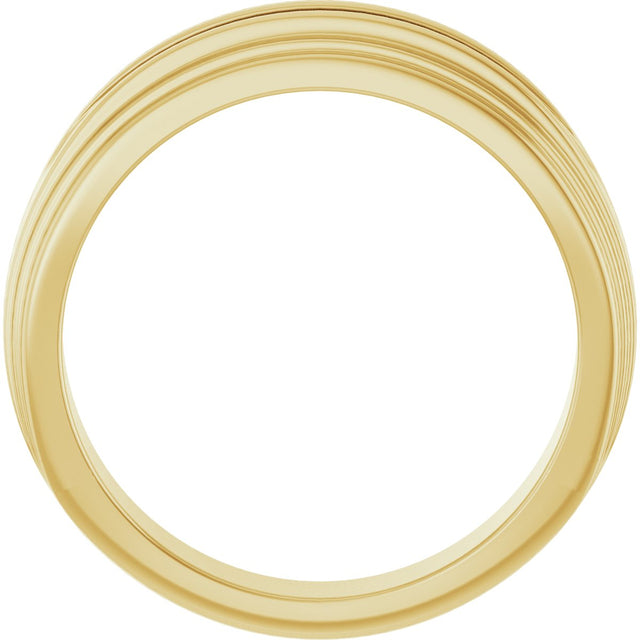14K Gold Round Lab-Grown Diamond Double Stepped-Edge Channel-Set Flat Band - 1/6 CTW - Yellow Gold - view 2