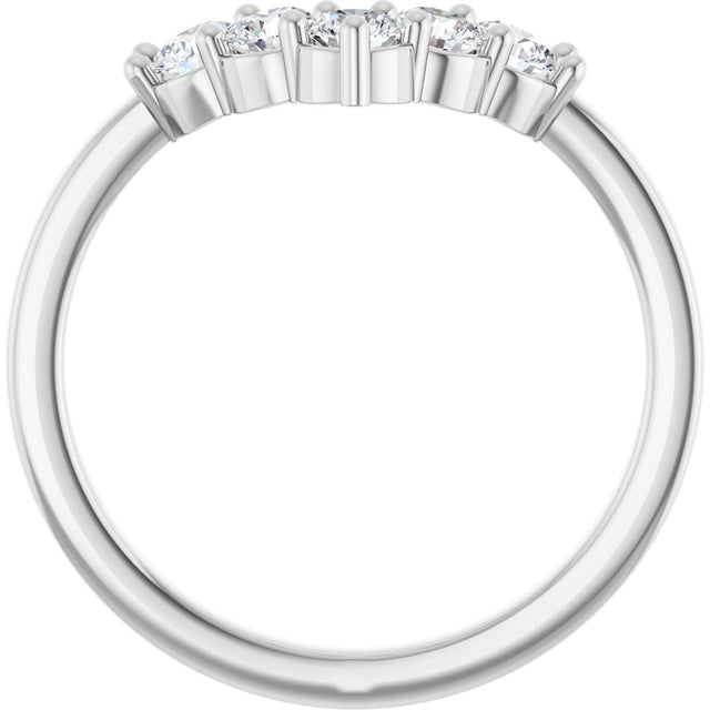 14K Gold Round Lab-Grown Diamond Accented Contour Band - 1/8-1/2 CTW - White Gold - view 2