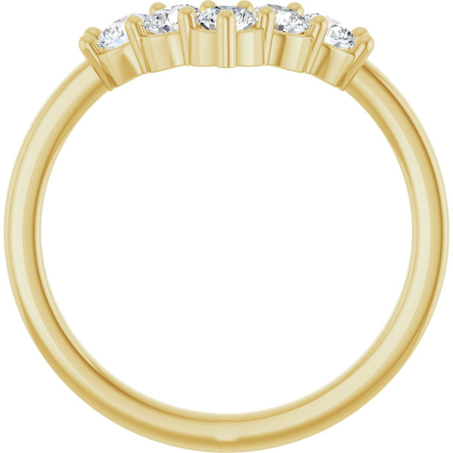 14K Gold Round Lab-Grown Diamond Accented Contour Band - 1/8-1/2 CTW - Yellow Gold - view 2
