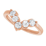 14K Gold Round Lab-Grown Diamond Accented Contour Band - 1/8-1/2 CTW - Rose Gold - view 5