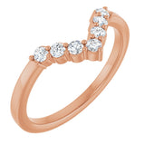 14K Gold Round Natural Diamond Accented Contour Band - 1/8-1/2 CTW - Rose Gold