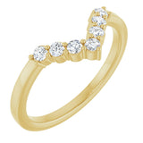 14K Gold Round Natural Diamond Accented Contour Band - 1/8-1/2 CTW - Yellow Gold
