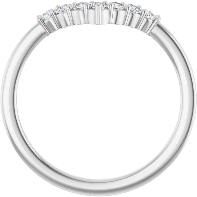 14K Gold Round Natural Diamond Accented Contour Band - 1/8-1/2 CTW - White Gold - view 2