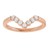 14K Gold Round Lab-Grown Diamond Accented Contour Band - 1/8-1/2 CTW - Rose Gold - view 3